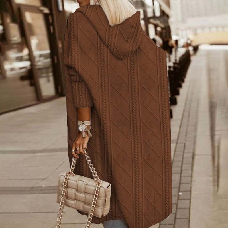 ModeGeist | Langer Strickcardigan mit Kapuze Acryl Bequem, Stilvoll