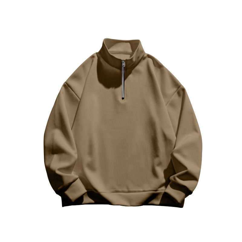 Herren stylischer Fleece-Pullover mit hohem Stehkragen und Reißverschluss ModeGeist