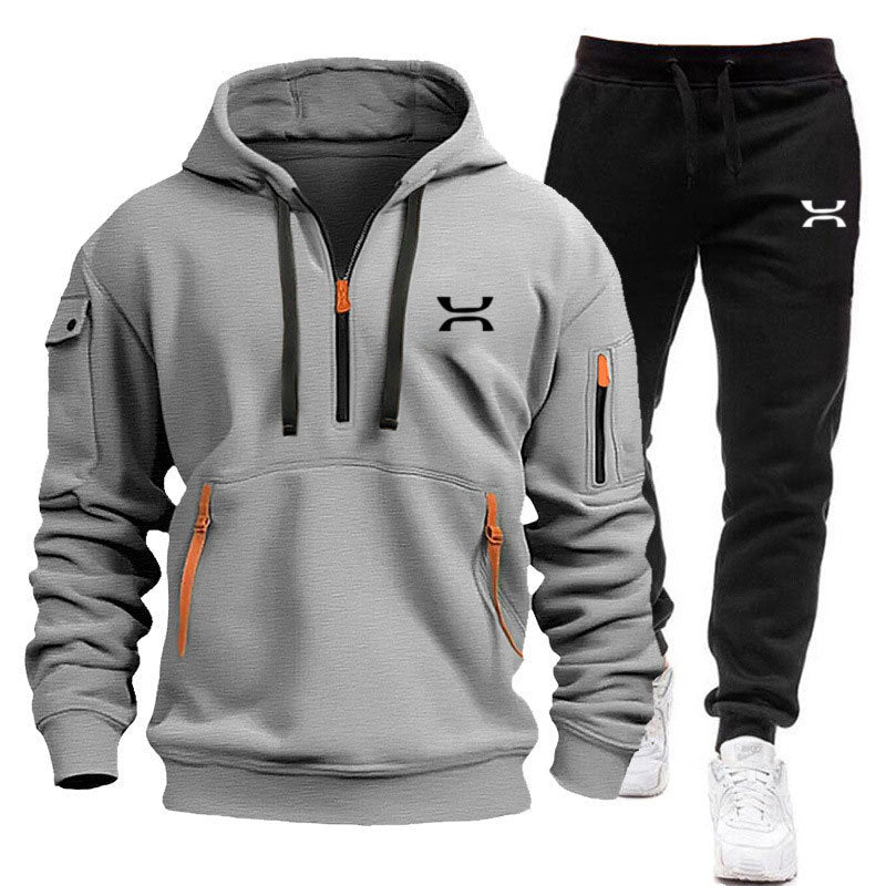 Herren sportliches Hoodie- und Jogginganzug-Set mit funktionalen Taschen und sportlichem Schnitt ModeGeist