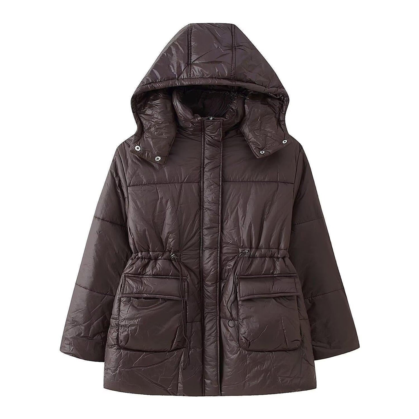 Damen gesteppte Übergangsjacke mit Kapuze und praktischen Taschen ModeGeist