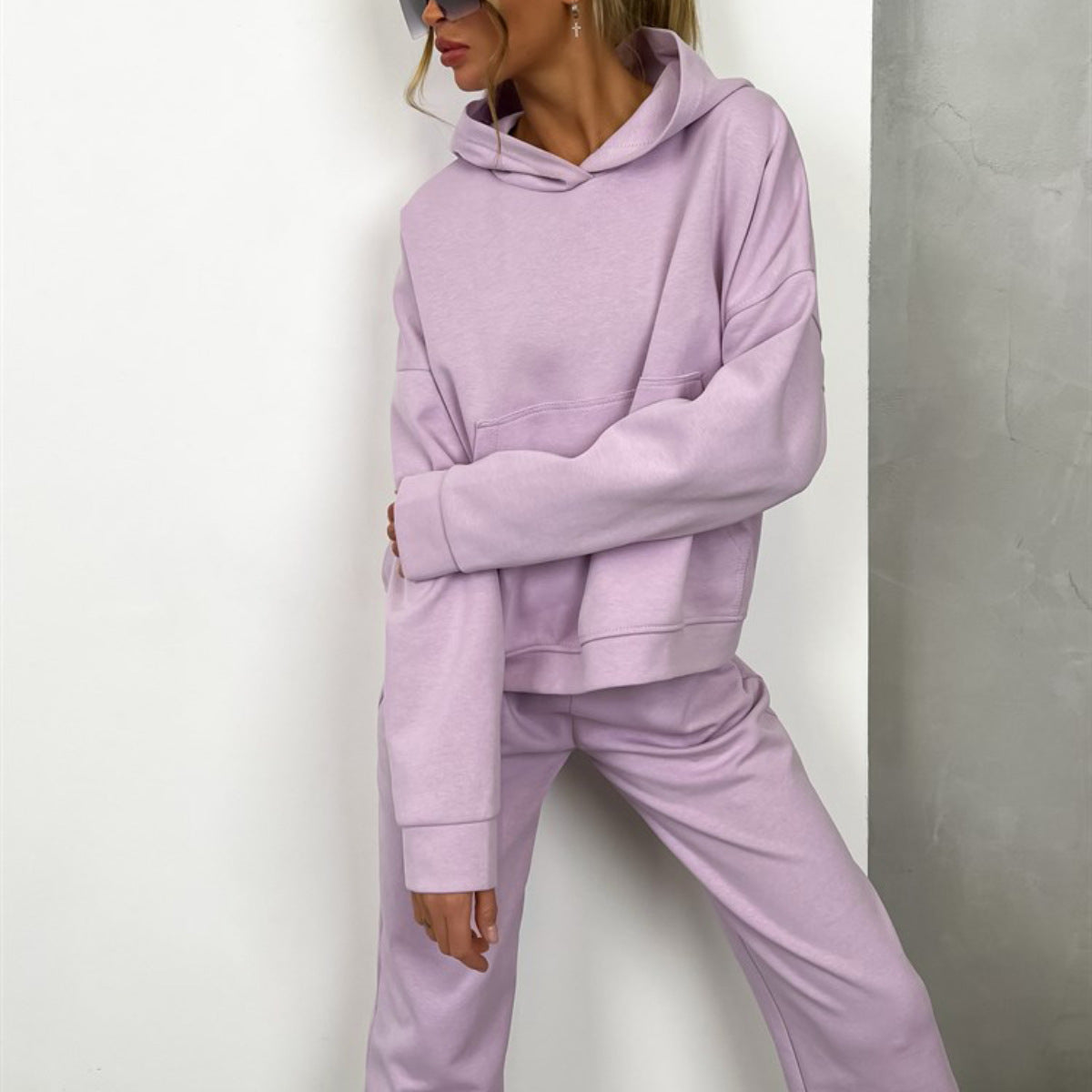 Damen Bequemes Hoodie-Trainingsanzug-Set mit elastischen Bündchen ModeGeist