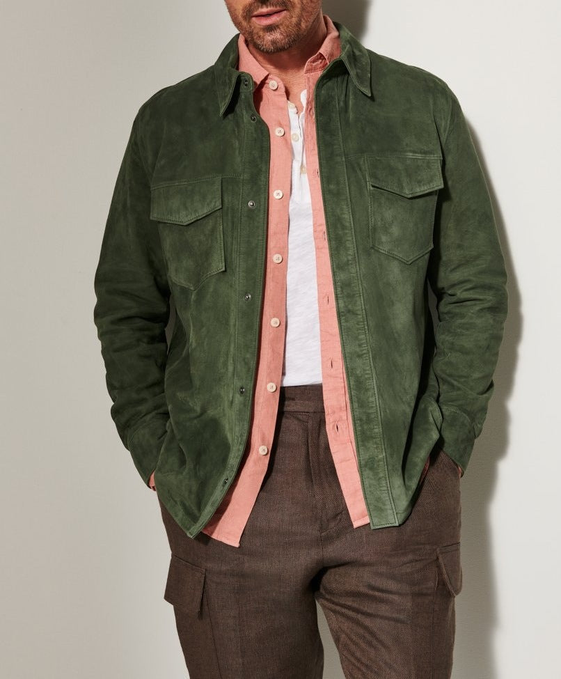 Herren Suede Jacke mit zwei aufgesetzten Taschen und modernem Schnitt ModeGeist