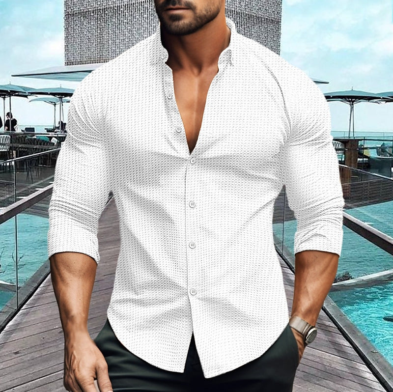 Herren elegantes Langarmhemd mit strukturiertem Muster ModeGeist