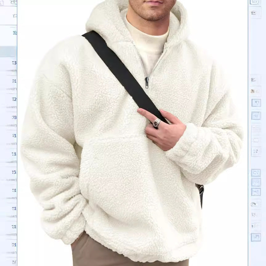 Herren kuscheliger Fleece-Pullover mit halbem Reißverschluss ModeGeist