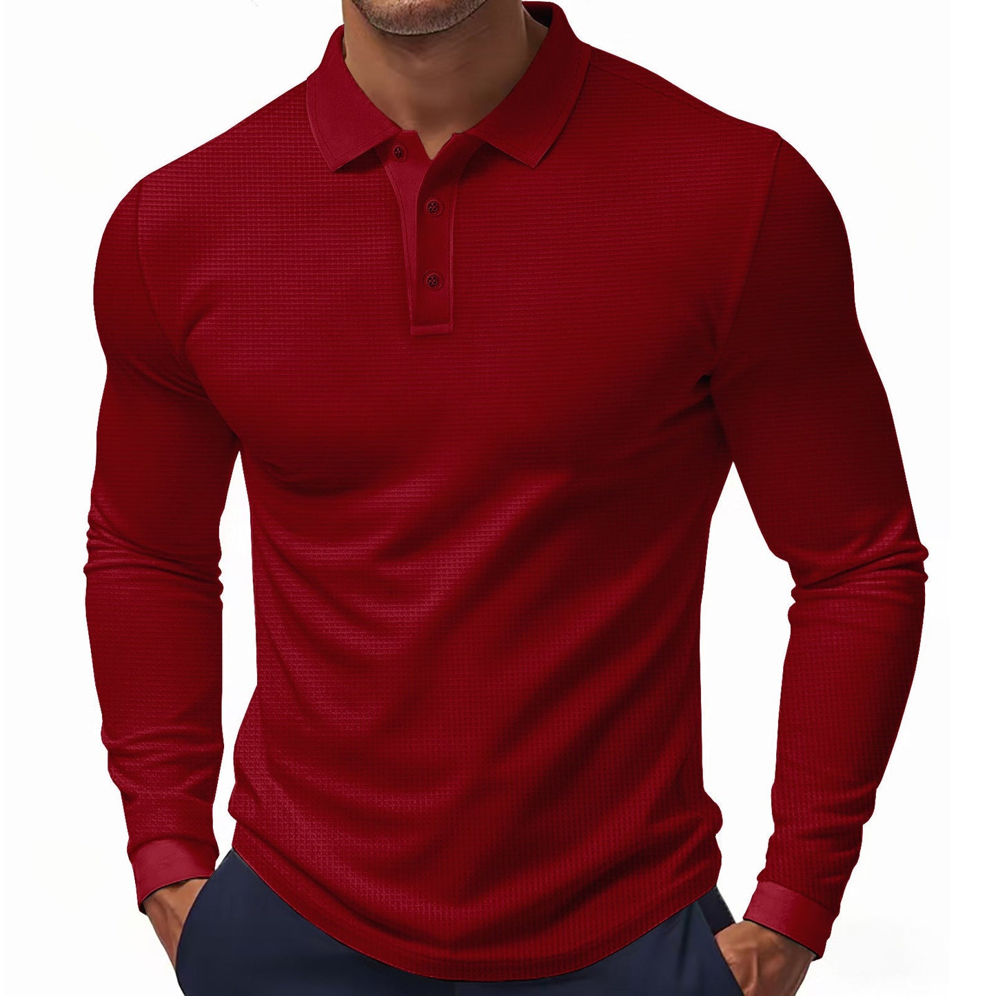 Herren Langarm-Polohemd im strukturierten Design mit modernem Schnitt ModeGeist