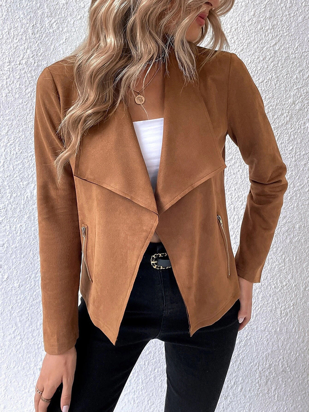 ModeGeist | Einfarbige Langarm Gekürzte Jacke