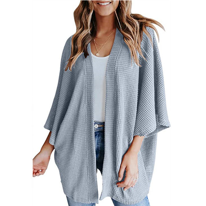 Damen lässiger Strickjacke im Waffelmuster ModeGeist