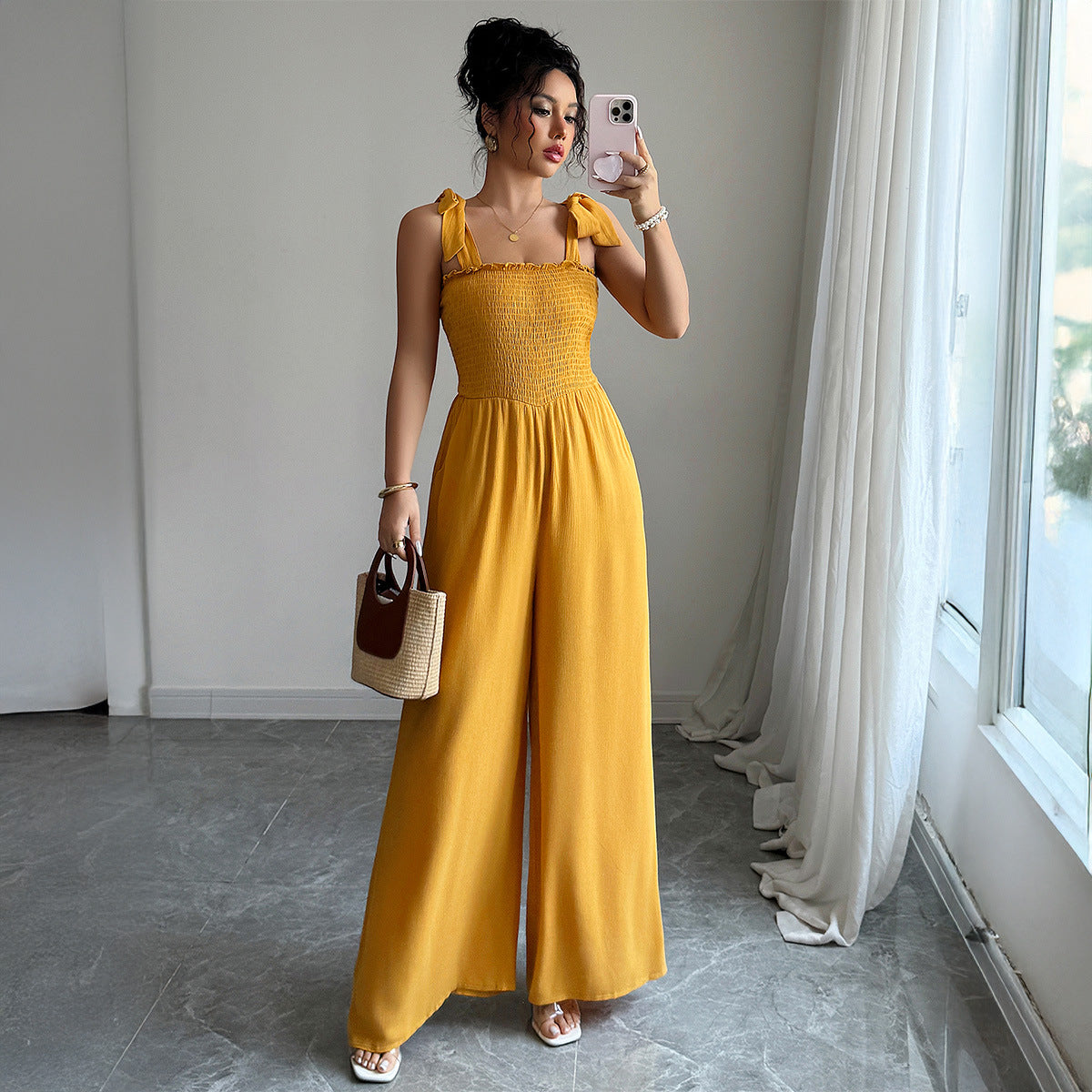 Modegeist Damen Jumpsuit mit Rüschen und elastischem Bund