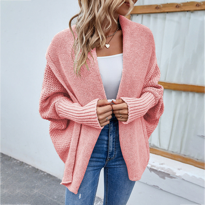Damen Strickjacke mit offenem Schnitt und voluminösen Ärmeln ModeGeist
