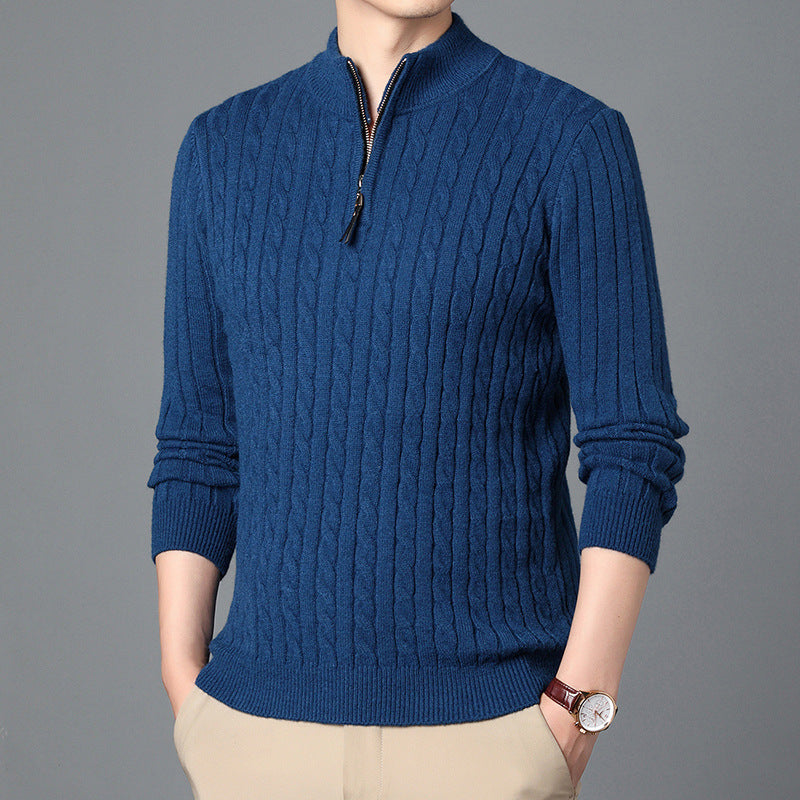 Herren Hochwertiger Strickpullover mit modernem Zipper und Detailstruktur ModeGeist