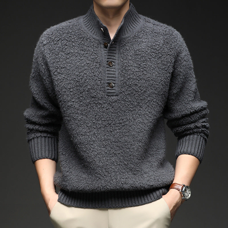 Herren Pullover mit strukturierter Oberfläche und praktischem Knopfverschluss ModeGeist