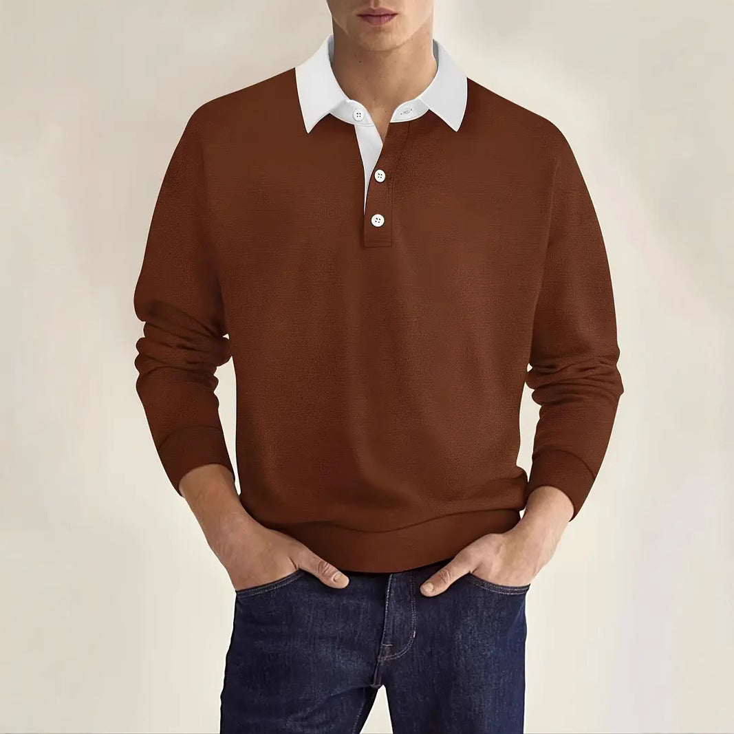 Herren eleganter Polopullover mit Knopfleiste und Kontrastkragen ModeGeist