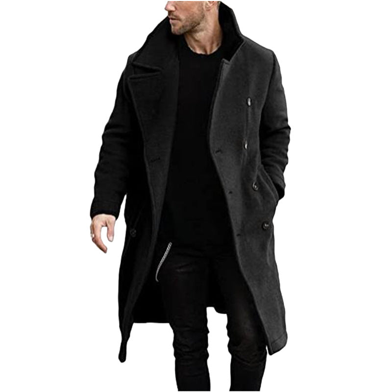 Herren trendiger Wollmantel mit strukturierter Oberfläche und praktischen Taschen ModeGeist