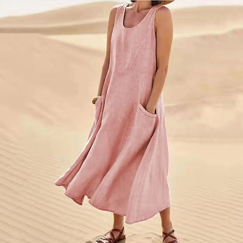 Damen Sommerliches Maxi-Kleid mit praktischen Taschen und lässigem Schnitt ModeGeist