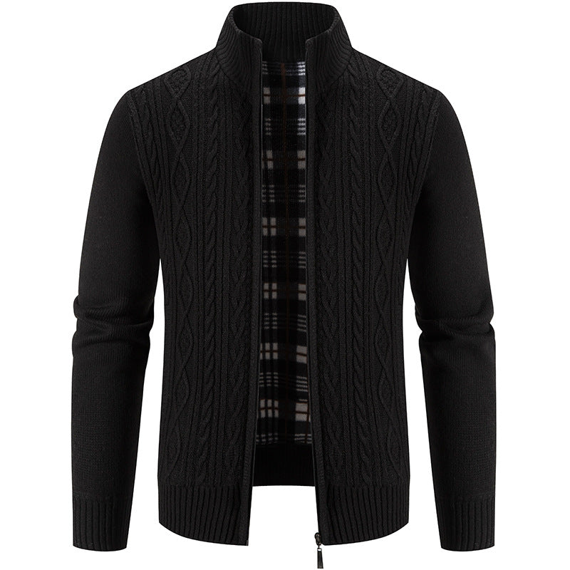 Herren Strickjacke mit hochschließendem Kragen und strukturiertem Design ModeGeist