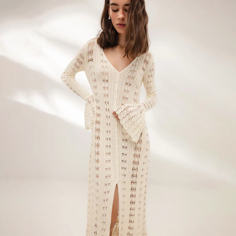 Modisches Boho-Chic Strick-Maxikleid für Damen
