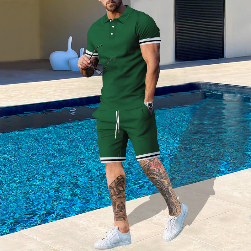 Herren Poloshirt und Shorts-Set mit sportlichen Akzenten ModeGeist