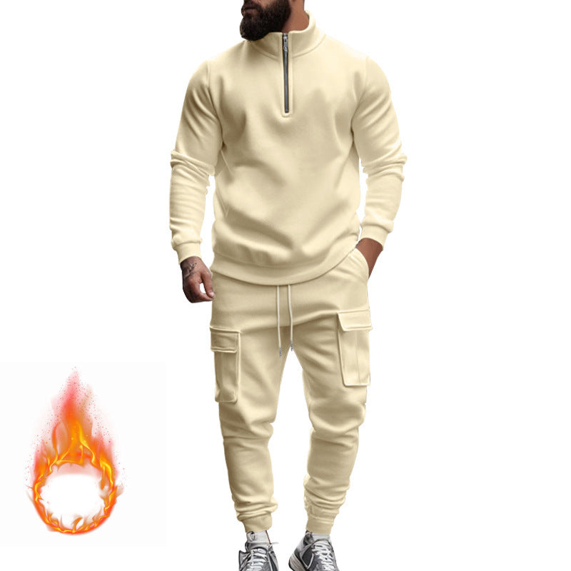 Herren Sportliches Fleece-Set mit funktionalem Reißverschluss und Cargo-Hosen ModeGeist