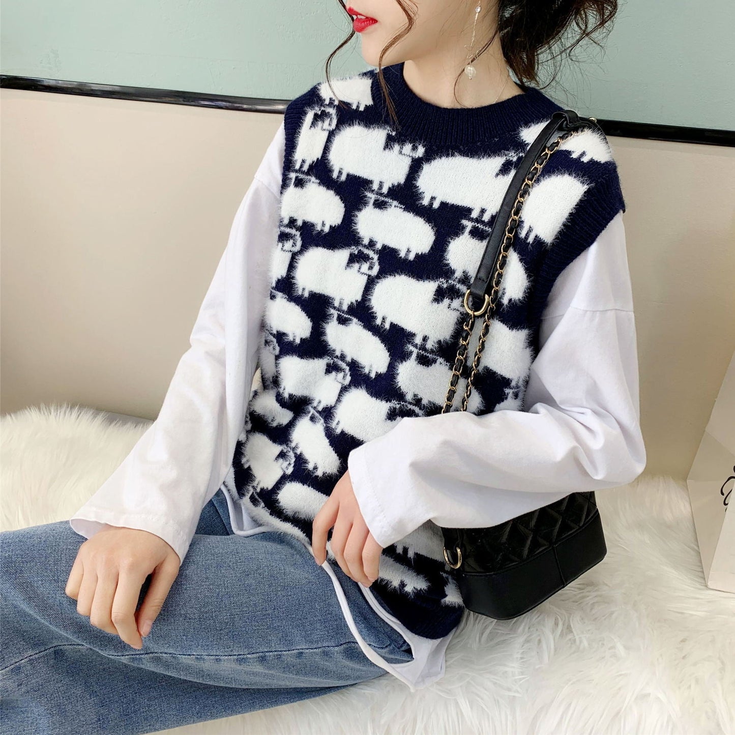 Damen Strickpullover mit verspieltem Tiermotiv und lässigem Schnitt ModeGeist