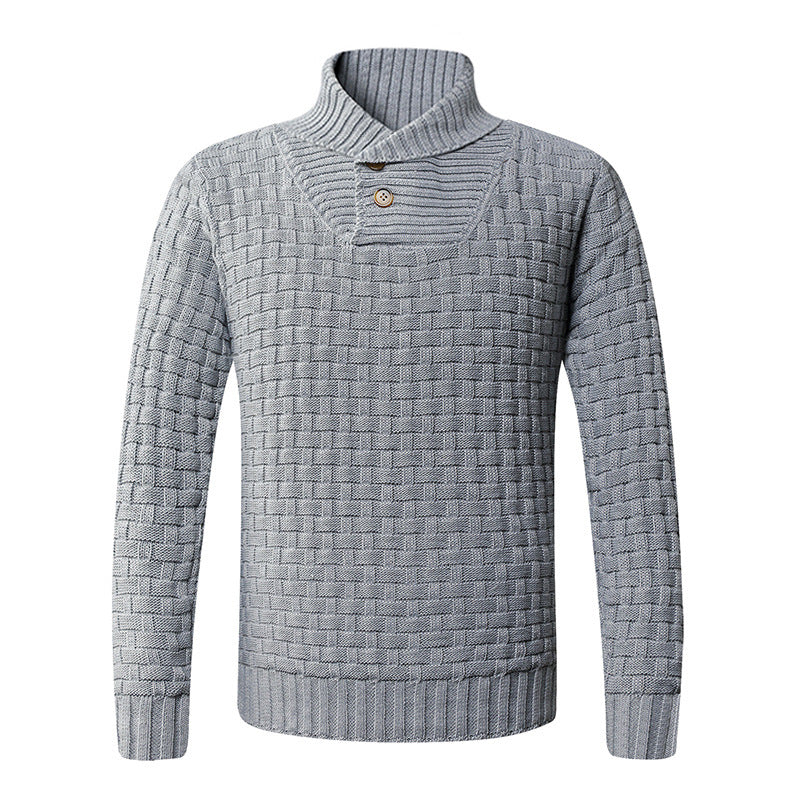 Herren Strickpullover mit modernem Schalkragen und Knopfdetails ModeGeist