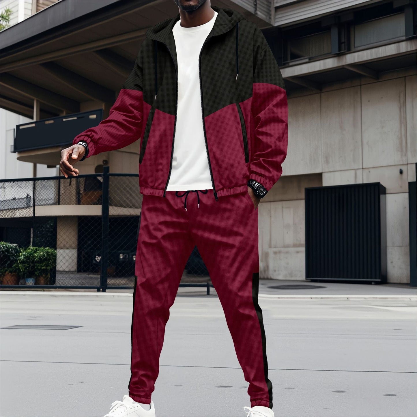 Herren Sportanzug mit modernem Farbblock-Design und atmungsaktiven Materialien ModeGeist