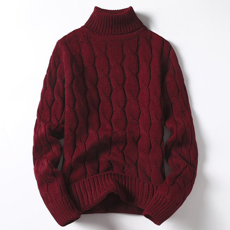 Herren Strickpullover mit Rollkragen und Zopfmuster ModeGeist