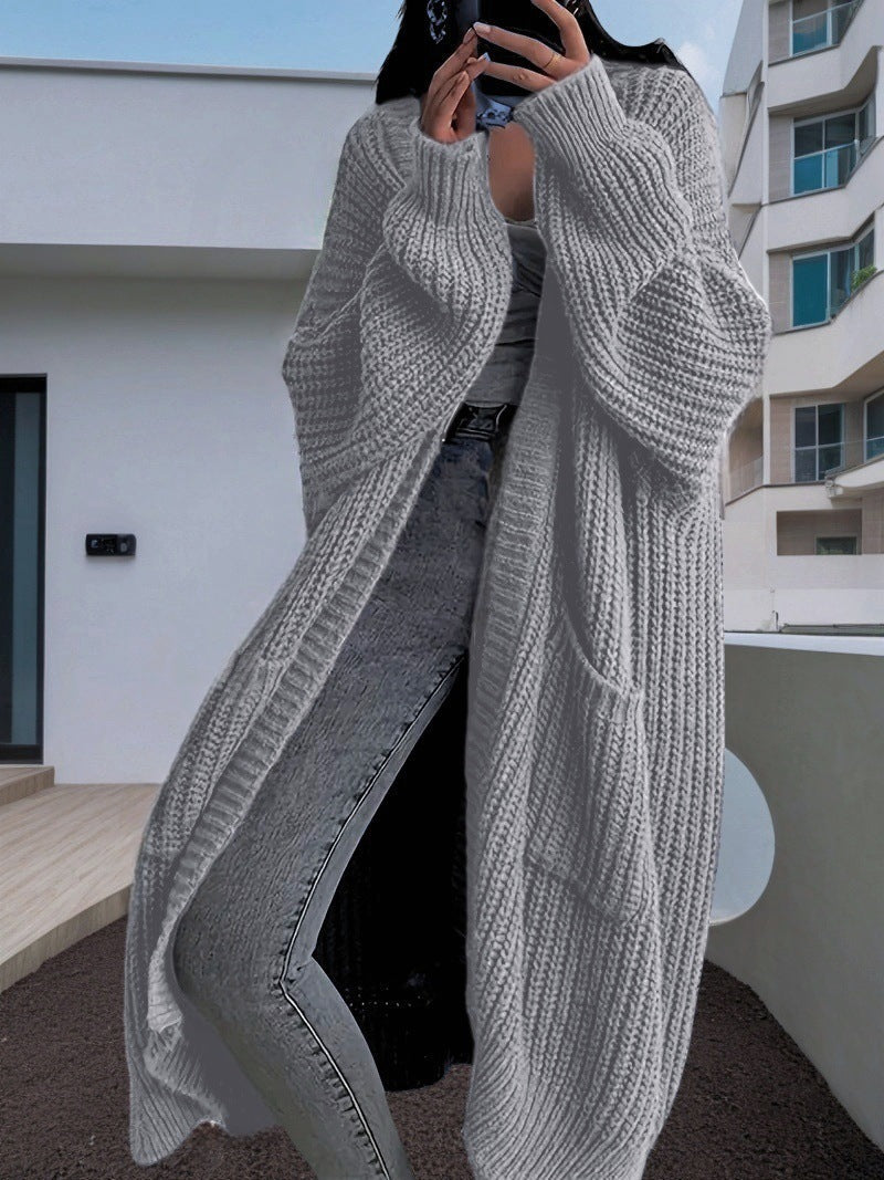 Damen Großer Strickcardigan mit lässiger Passform und großen Taschen ModeGeist