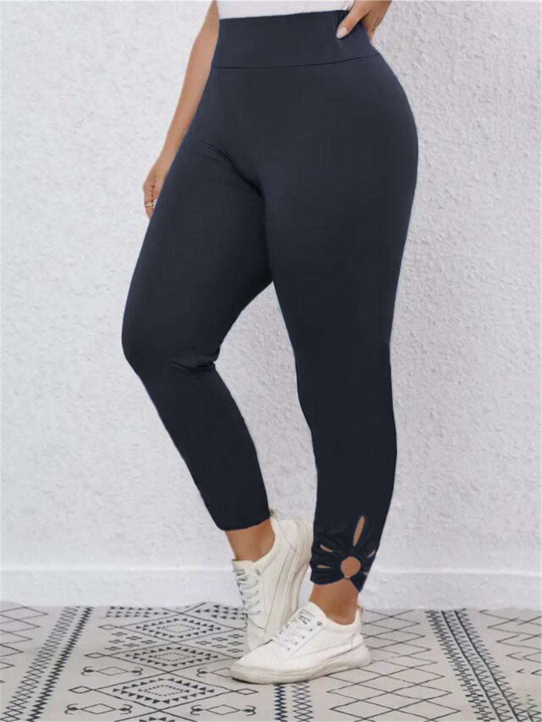 Damen Hochbundige Leggings mit stilvollen Schnittdetails ModeGeist