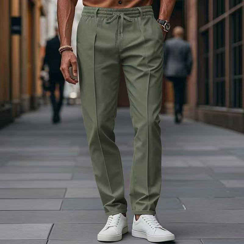 Herren elegante Freizeit-Hose mit elastischem Bund und seitlichen Eingrifftaschen ModeGeist