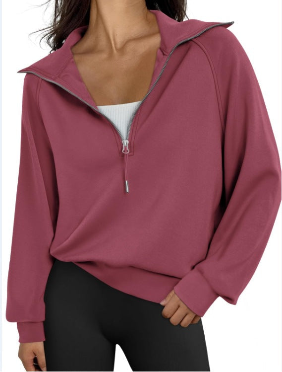 Damen lässiger Sweatpullover mit hohem Kragen und Reißverschluss ModeGeist