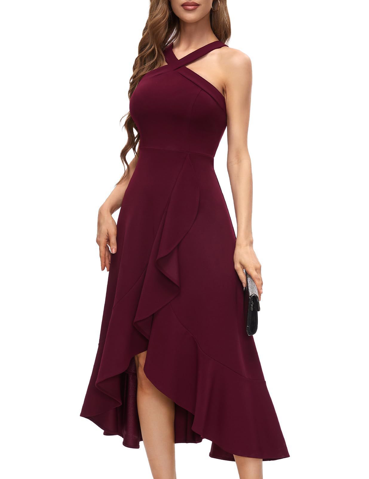 Damen Asymmetrisches Langen Abendkleid mit Drapierung ModeGeist
