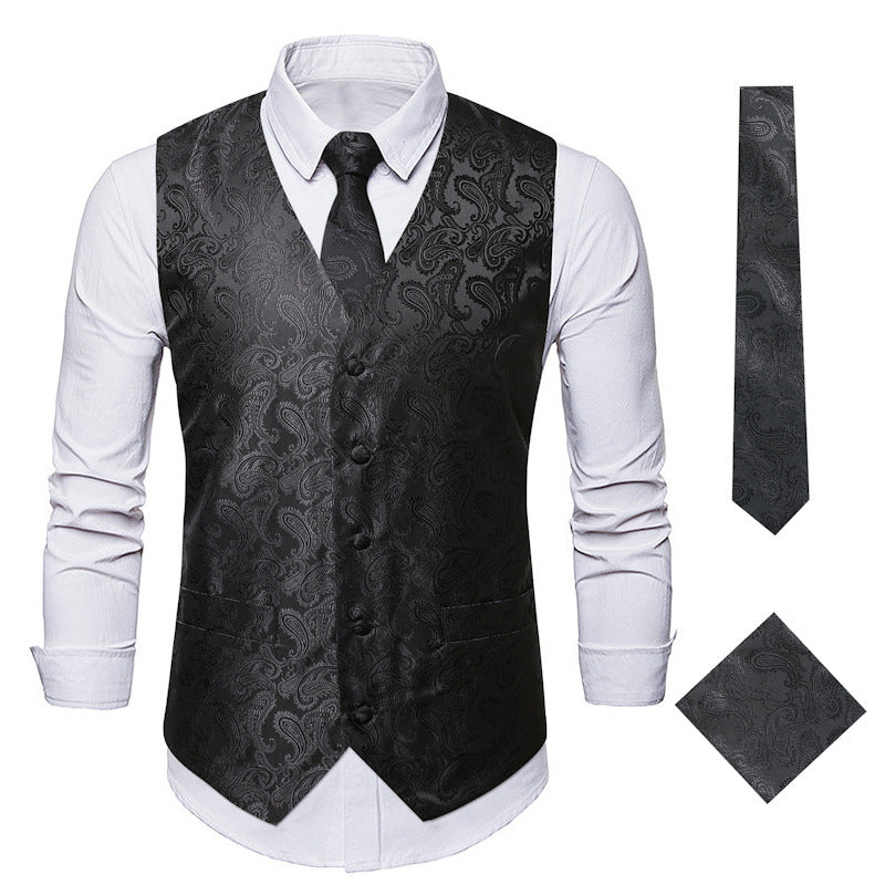 Herren elegante Anzugweste mit eleganten Paisley-Muster und passendem Zubehör ModeGeist