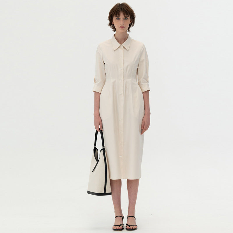 Modegeistig Damen Kleid mit Hemdblusenkragen