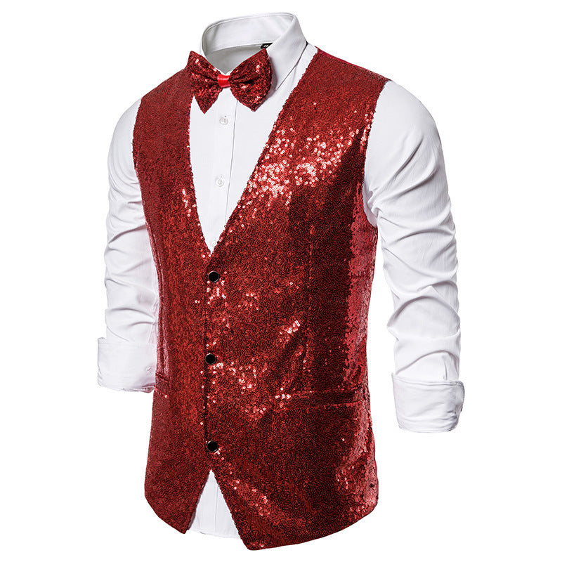 Herren Glitzernde Festtagsweste mit passendem Fliege ModeGeist