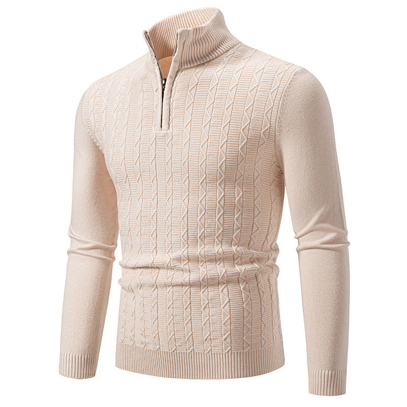 Herren modischer Strickpullover mit Stehkragen und Reißverschluss ModeGeist