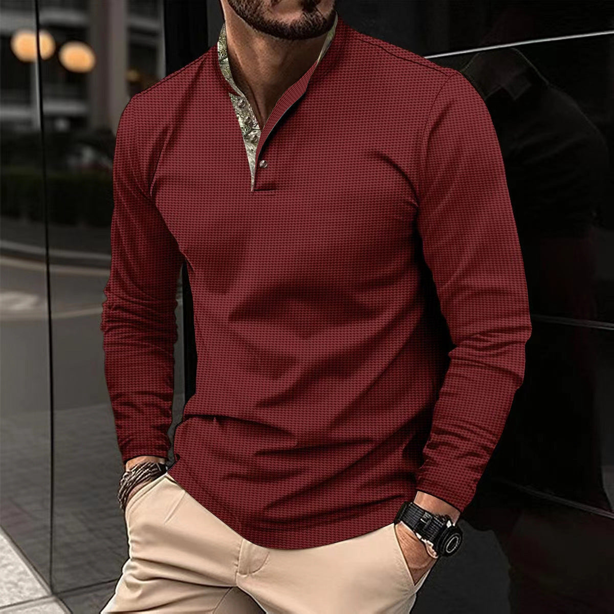 Herren Langarmhemd mit modernem Stehkragen und elegantem Design ModeGeist