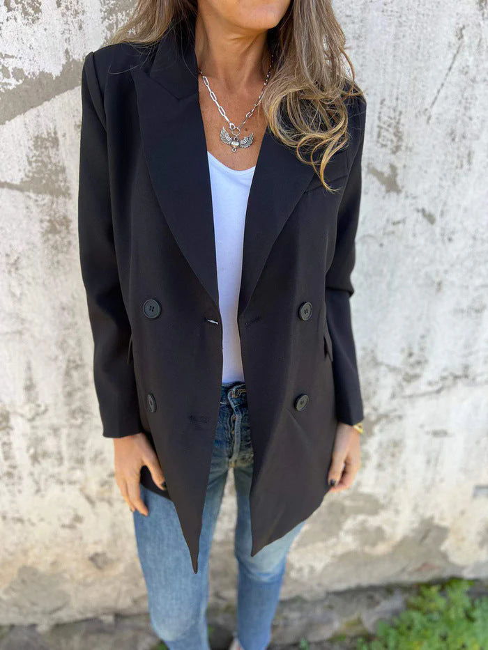 Damen Eleganter Double-Breasted Blazer mit zeitlosem Schnitt und leichten Schulterpolstern ModeGeist