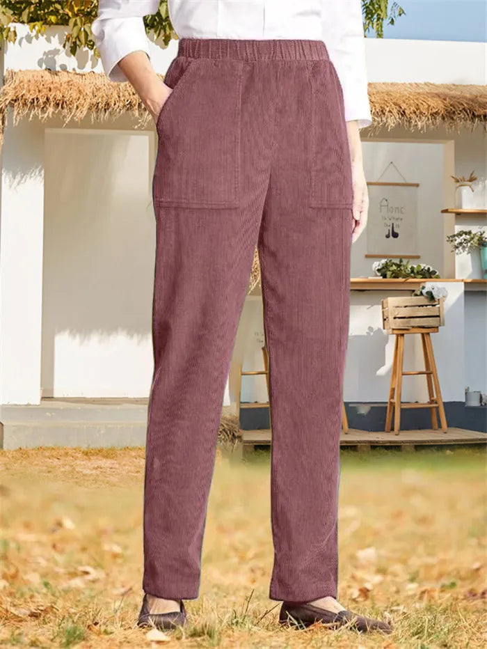 Einfarbige gerippte Hose von Isley für Damen