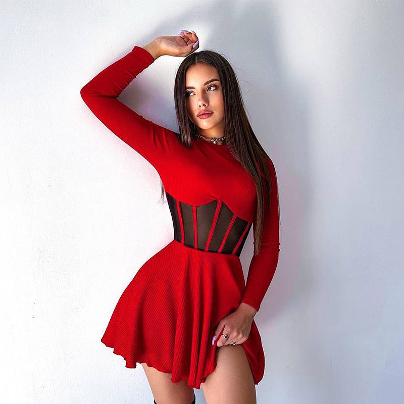 Damen Hochwertiges und elegantes Minikleid mit transparenten Einsätzen ModeGeist