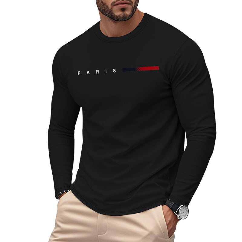 Herren Langarm T-Shirt mit modernem Paris-Druck und elastischem Saum ModeGeist