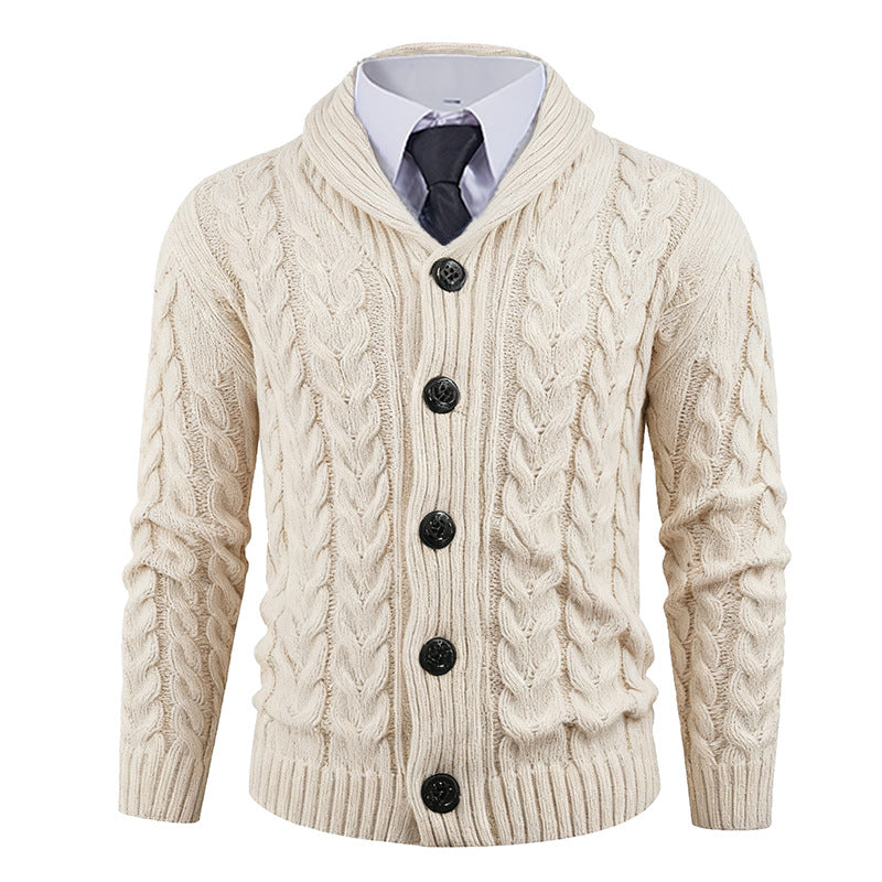 Herren Strickjacke mit Zopfmuster und schickem Schalkragen ModeGeist