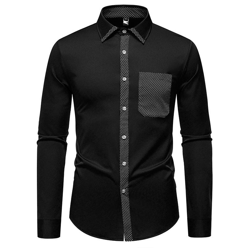 Herren Langarmhemd mit kontrastierendem Kragen und modischer Brusttasche ModeGeist