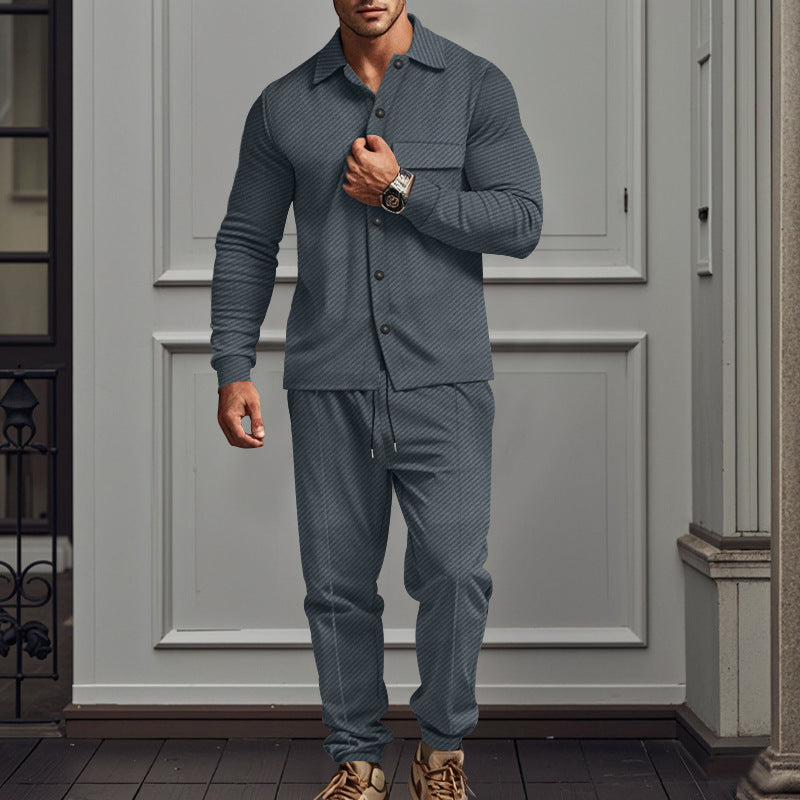 Herren lässige Schlafanzug-Kombination mit eleganten Knopfdetails ModeGeist
