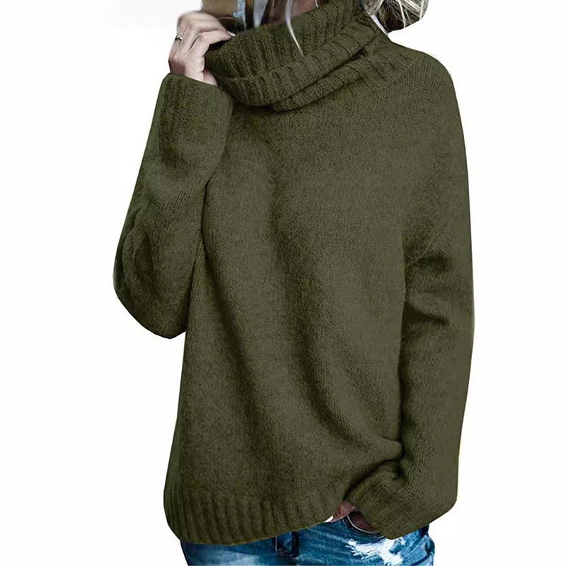 Damen Grobstrickpullover mit hohem Kragen und lässigem Schnitt ModeGeist