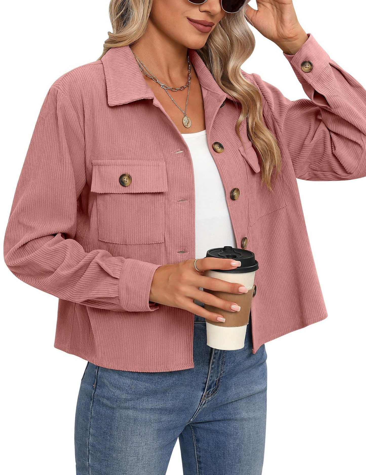 Damen Cordjacke mit zwei Brusttaschen ModeGeist