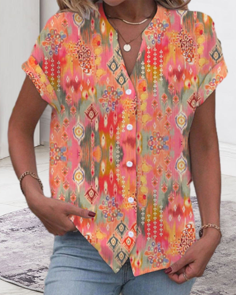 Modisches Damen-Kurzarmhemd mit Druck von MODEGEIST