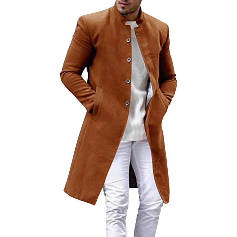Herren eleganter Langmantel mit schmalem Schnitt und hohen Kragen ModeGeist
