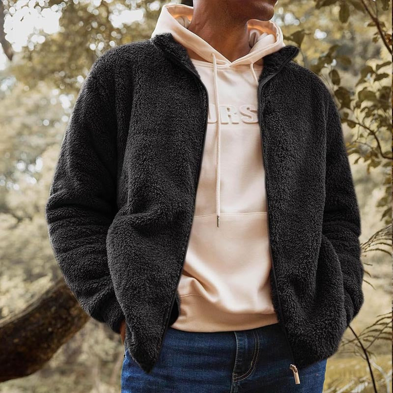 Herren Fleecejacke mit hohem Kragen und praktischen Taschen ModeGeist