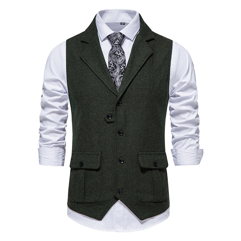 Herren Anzugweste aus hochwertigem Herringbone-Stoff ModeGeist