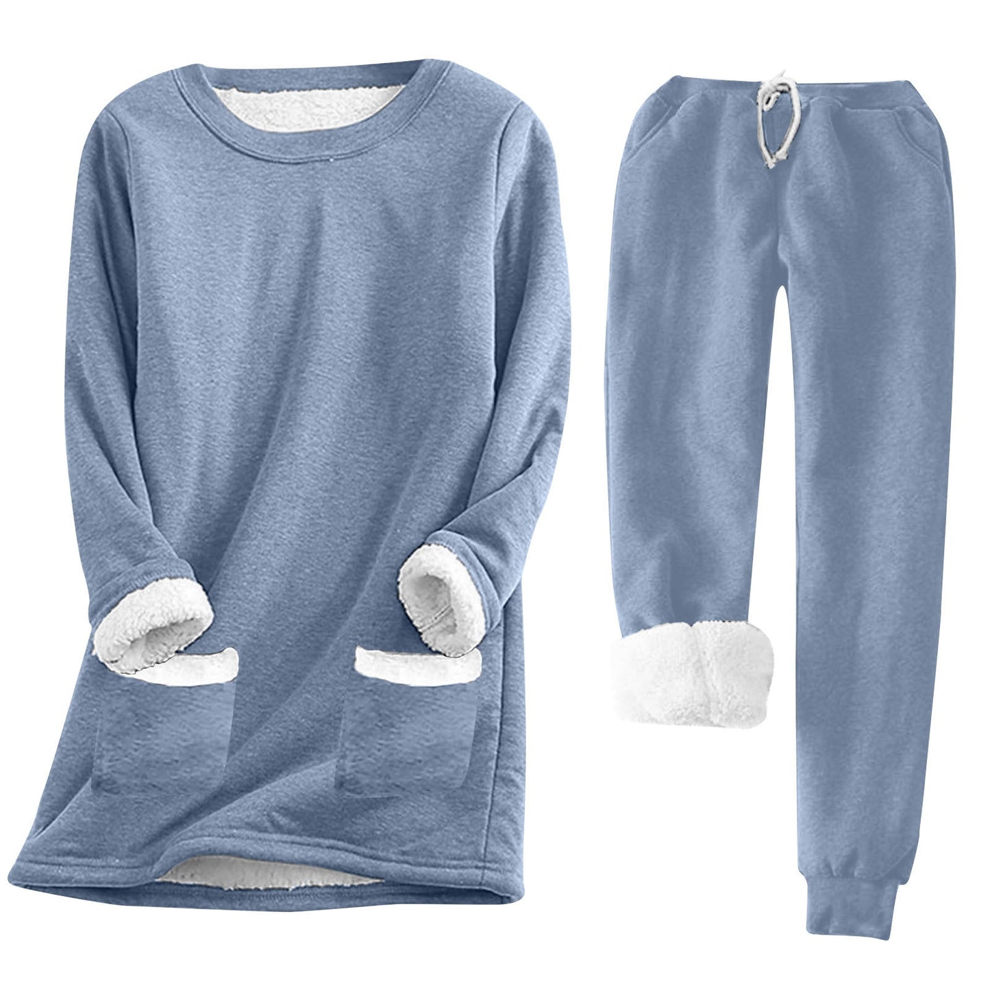 Damen Kuschelige Loungeanzug mit Fleece-Innenfutter und praktischen Taschen ModeGeist